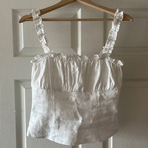 Reformation White Ruffle Strap Top - Picture 2 of 3